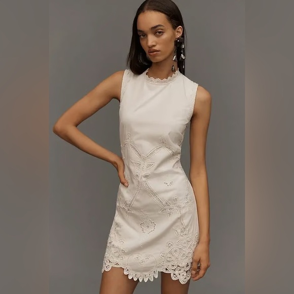 chinese dress ladies white anthropologie/ MAEVE Maeve square neck tiered lace midi dress, M –  Julianna's Luxe main image 0